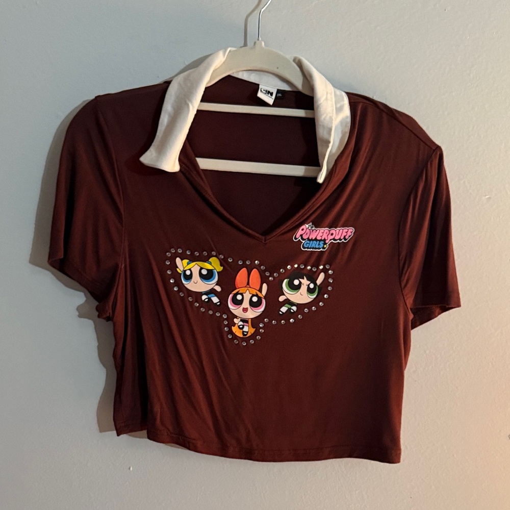 Powerpuff Girls Brown Kids Shirt
